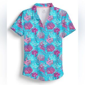 •NWT•SCALES Women’s CORAL REEF Short Sleeve Polo
